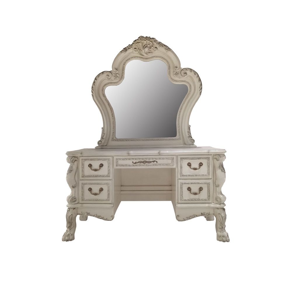 The Dresden II bedroom collection is exclusively designed and filled with romantic spirit. The pieces are crafted and inspired by the luxurious designs of the past, the gorgeous bed features a stunning champagne PU wingback headboard, and a nailhead trim 