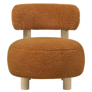  plush boucle upholster that sets a trendy ambiance. The chair shows off a low profile