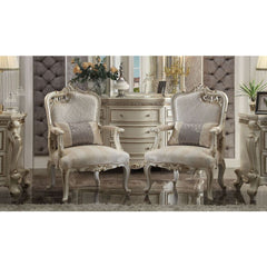 Picardy - Chair With Pillow Lf Leaf - Fabric & Antique Pearl