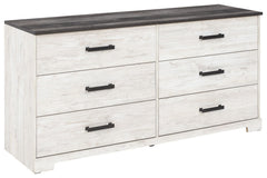Give provincial a new meaning with the chic look of this dresser. The two-tone finish keeps this piece light and fresh while the warm pewter-tone hardware adds an industrial touch. The distressed whitewashed body adds a delightfully homespun charm to your