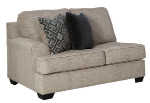 This left-arm facing loveseat is made with textured polyester chenille upholstery. Pairs with other items in the series to make a sectional.<br><br><b>Additional Dimensions</b><br><ul><li>Arm height: 26-"</li><li>Leg height: 3-"</li><li>Minimum width of d