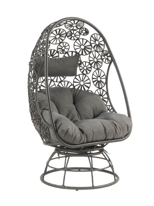  Charcaol Fabric & Black Wicker