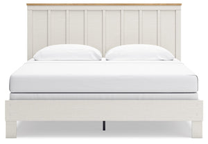 Linnocreek - White / Warm Brown - King Panel Bed
