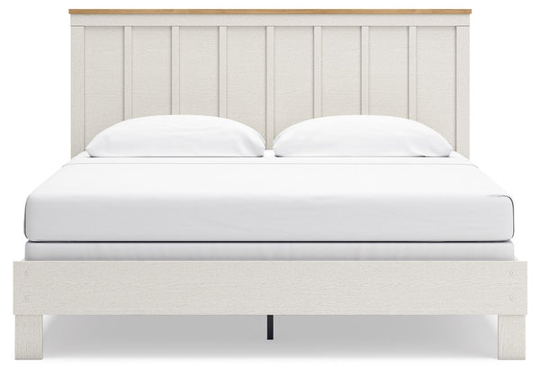 Linnocreek - White / Warm Brown - King Panel Bed