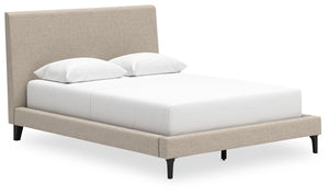 Clean-lined and contemporaryâ€”but far from starkâ€”this queen upholstered bed with roll slats is a fresh style awakening. Its sleekly simple low profile and soft gray woven fabric play perfectly with the modern aesthetic and calming mood you long for in 