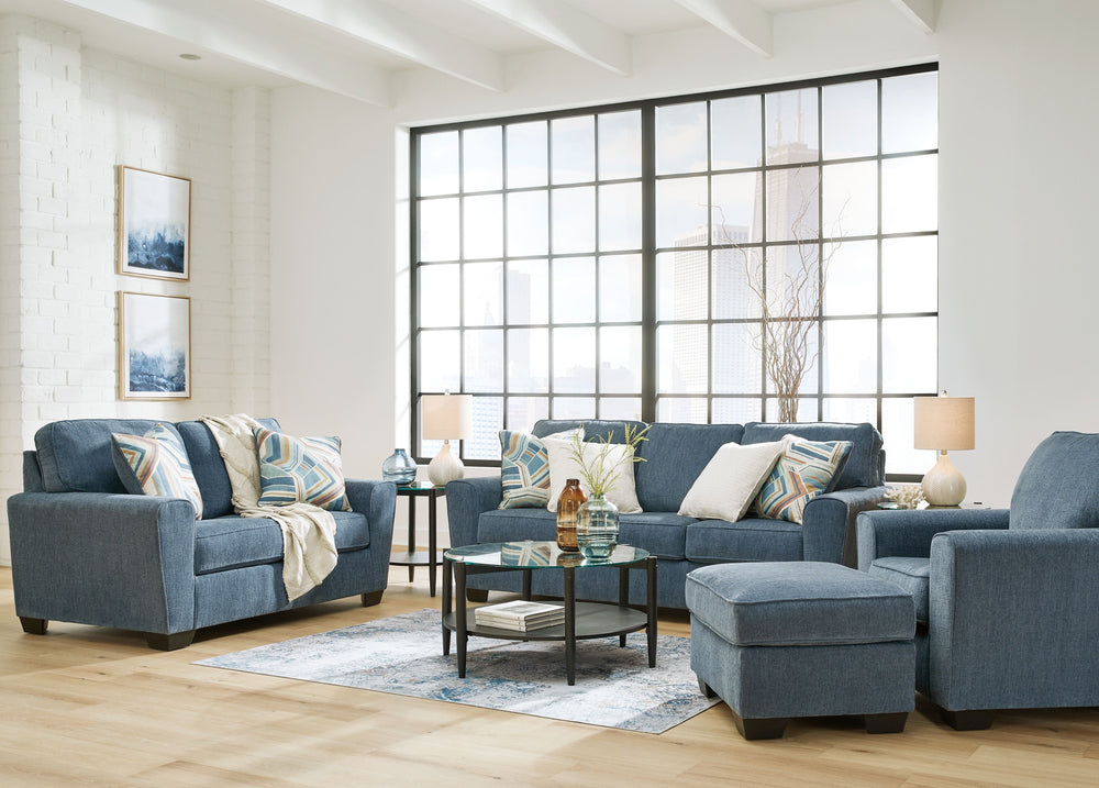 Need a simple style refresh? Liven up your living room essentials with this seating package. Chunky silhouettes hold invitingly ample cushioning youâ€™ll long to lounge in. Crosshatched upholstery gives the otherwise casual designs a delightful visual tex