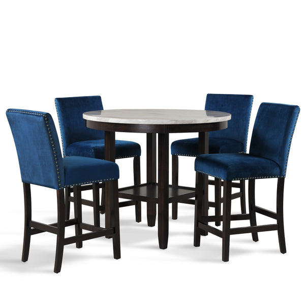  accompanied by four stunning blue velvet ch