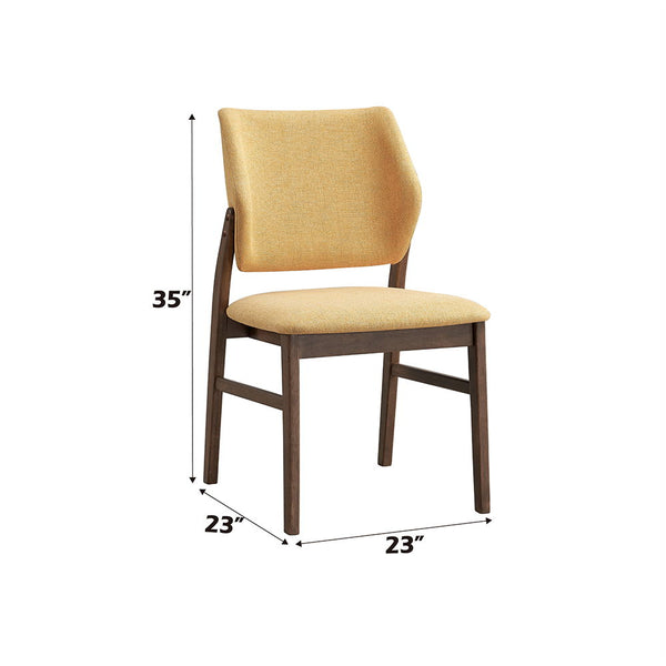 Sarha - Side Chair (Set of 2) - Yellow Fabric & Walnut Finish