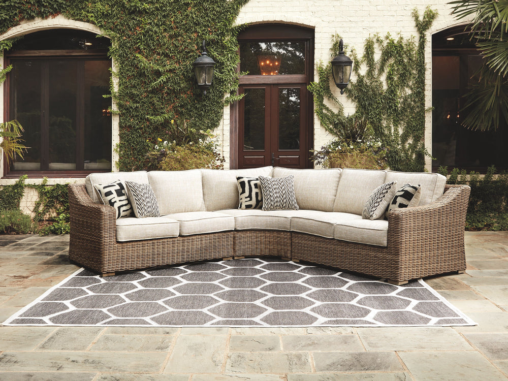Sporting an easy-on-the-eyes look inspired by driftwood, this 3-piece sectional elevates the art of indoor-outdoor living. Beautiful and durable enough for indoor and outdoor use, this high-style/low-maintenance sectional entices with plush, removable cus