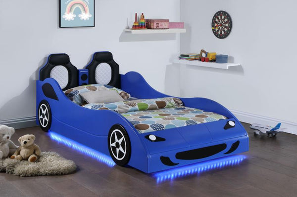 Cruiser - Wood Twin LED Car Bed - Blue
