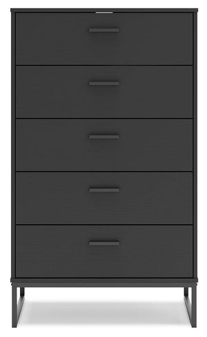 Socalle - Black - Five Drawer Chest