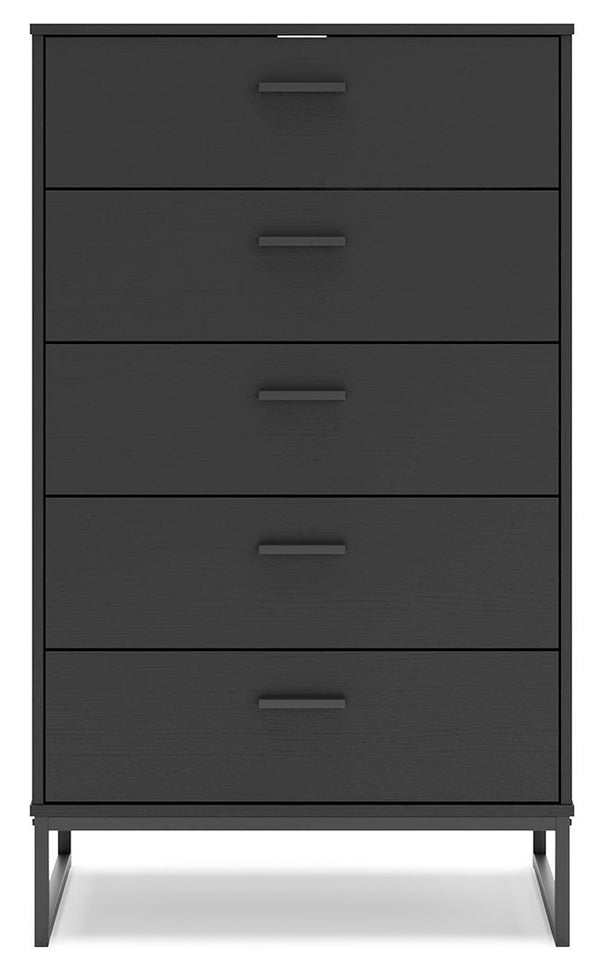 Socalle - Black - Five Drawer Chest