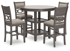 Canâ€™t decide between classic and contemporary? Embrace the beauty of transitional style with this casually sophisticated counter height dining table and bar stools. A clean-lined profile and modern light gray finish merge with textured upholstery to cre