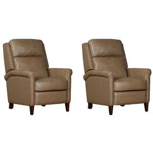 Meet the Northfield pushback recliner, where effortless relaxation meets sophisticated design. This manual pushback recliner is upholstered in soft leather with a custom match, ensuring both style and comfort. The key arm with detail welting adds a touch 