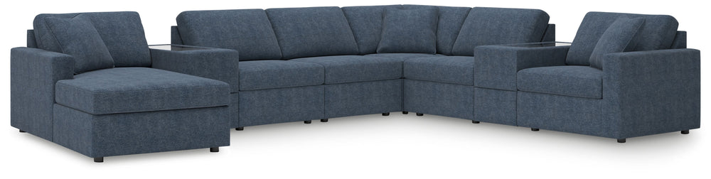 Looking cool and contemporary is great. But when it comes down to it, youâ€™re all about low-maintenance lounging. With the performance fabric on this sectional with chaise, cleaning spills is a breeze. Its customizable modular design caters to your ever-