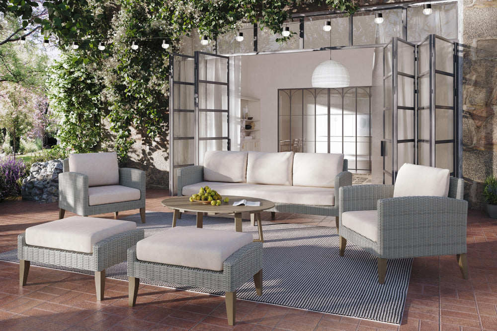 Carezza - 6 Piece Set (Sofa & 2 Chairs & 2 Stools & Coffee Table) - Gray