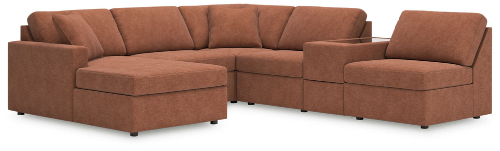 Looking cool and contemporary is great. But when it comes down to it, youâ€™re all about low-maintenance lounging. With the performance fabric on this sectional with chaise, cleaning spills is a breeze. Its customizable modular design caters to your ever-