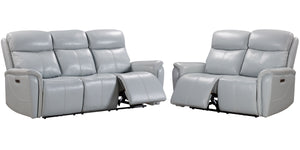Cascade - Power Reclining Sofa And Loveseat - Seamist Gray