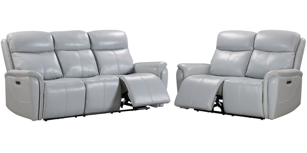 Cascade - Power Reclining Sofa And Loveseat - Seamist Gray