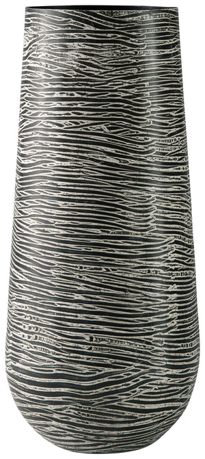 For those with an artful eye and a love of casual elegance, this metal vase is a beauty to behold. A cylindrical silhouette makes this striking home accent all the more alluring.<br/><br/><b>Product Features</b><ul><li>Made of glass</li><li>Cut glass patt