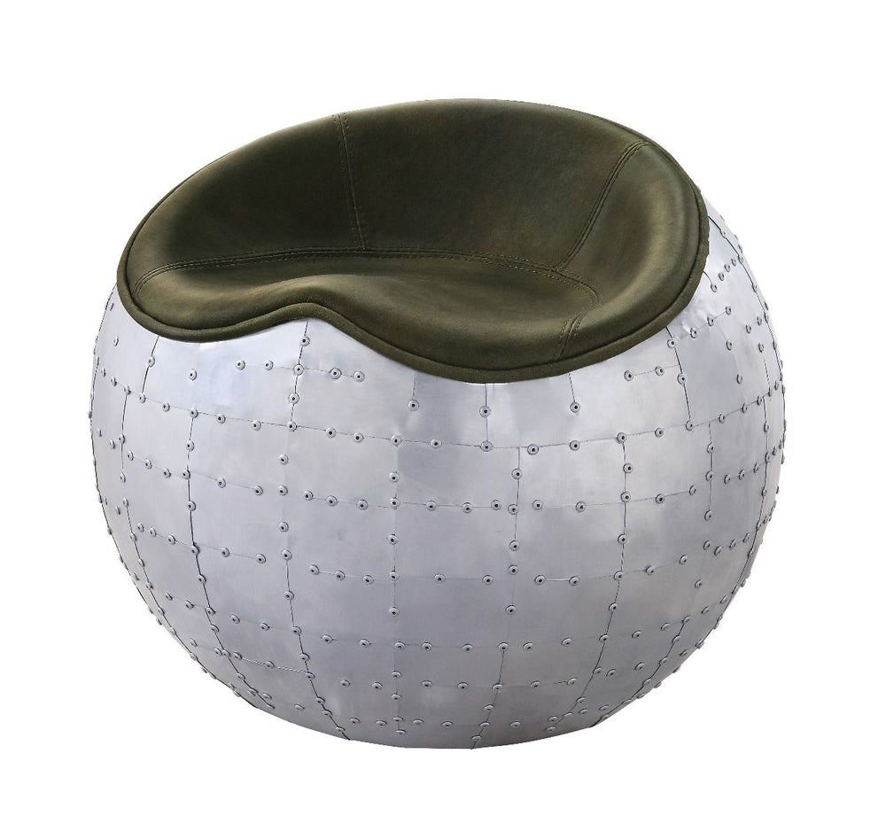 With its whimsically round aluminum base, the Brancaster ottoman is a unique accent seat that will look great in any room. The padded seat is upholstered in top grain leather, and comes in four color options: retro brown, antique ebony, antique red, and a