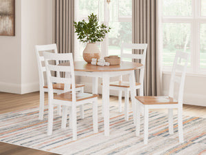 Gesthaven - Natural / White - Round Dining Room Drop Leaf Table