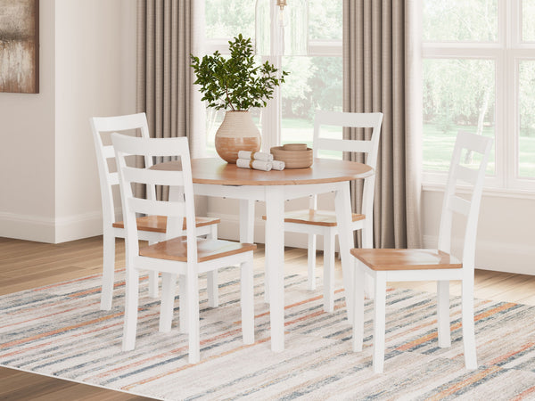 Gesthaven - Natural / White - Round Dining Room Drop Leaf Table
