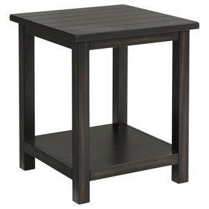 Blending rustic warmth with functional design, this end table enhances your living room with cozy style. Built from pine wood and reinforced with engineered wood, it features a square silhouette suited for farmhouse or casual interiors. Its open lower she