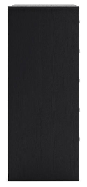 Finch - Black - Five Drawer Chest - 46" Height