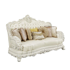 Be the talk of the town with the immaculate Adara sofa. The sofa features a traditional camel back design and a button-tufted backrest for those timeless details. Boasting an extravagant crown molding that is perched on top as a wow factor. The armrests a