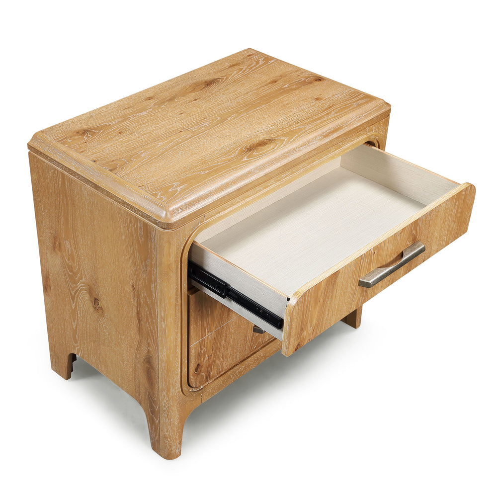 Elevate your bedroom with this stylish and inviting furniture group, designed to blend modern simplicity with rustic charm. The centerpiece features a beautifully upholstered headboard framed in a rich, natural wood finish, adding texture and warmth to yo