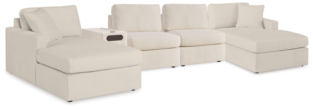 Looking cool and contemporary is great. But when it comes down to it, youâ€™re all about low-maintenance lounging. With the performance fabric on this sectional with audio console, cleaning spills is a breeze. Its customizable modular design caters to you