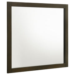 This dresser mirror brings light and depth to your bedroom, perfectly complementing your dresser with its clean lines and simple design. The dark cocoa finish on the frame adds warmth and sophistication, making it an ideal accent for a contemporary or tra