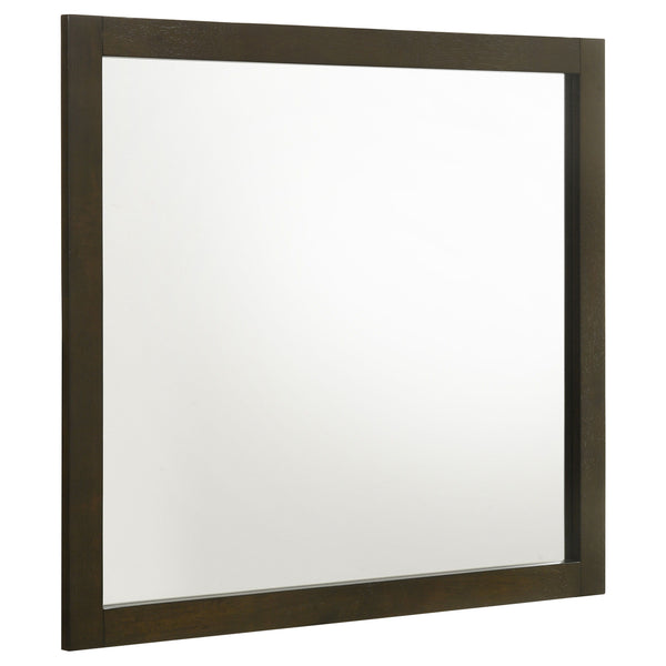 This dresser mirror brings light and depth to your bedroom, perfectly complementing your dresser with its clean lines and simple design. The dark cocoa finish on the frame adds warmth and sophistication, making it an ideal accent for a contemporary or tra