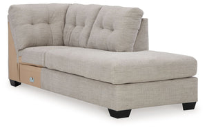 This right-arm facing corner chaise is made with polyester upholstery. Pairs with other items in the series to make a sectional.<br><br><b>Additional Dimensions</b><br><ul><li>Arm height: 25-"</li><li>Seat depth: 74-"</li><li>Seat height: 20-"</li><li>Top