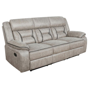 Greer - Upholstered Motion Reclining Sofa - Taupe