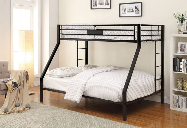 The Limbra contemporary bunk bed collection is an ideal choice for any youth bedroom. Featuring sturdy metal construction in black sand finish, metal slat system included, two built-in side ladders, and full-length guardrails that will keep your child saf