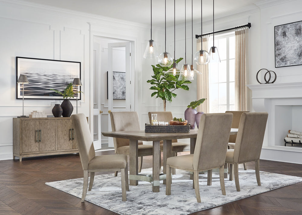 You want your dining room to reflect your refined sensibilities while remaining forward-thinking in design. The simple silhouette of this dining table and armless chair opens the door to a dining room with the curated look and subtle flair you desire. The