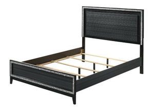 Classic design with touches of modern aspects makes this Haiden Collection ideal for any bedroom. The bed offers a padded headboard with LED light. It also features a glamorous shimmering silver accent trim that adds richness to design. The black finish m