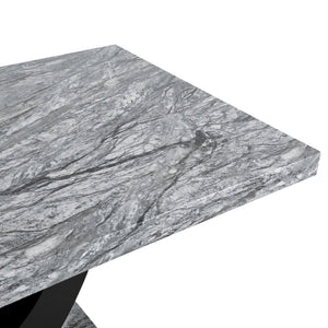Lyra - Dining Table Top And Base Bottom - Faux Gray Marble