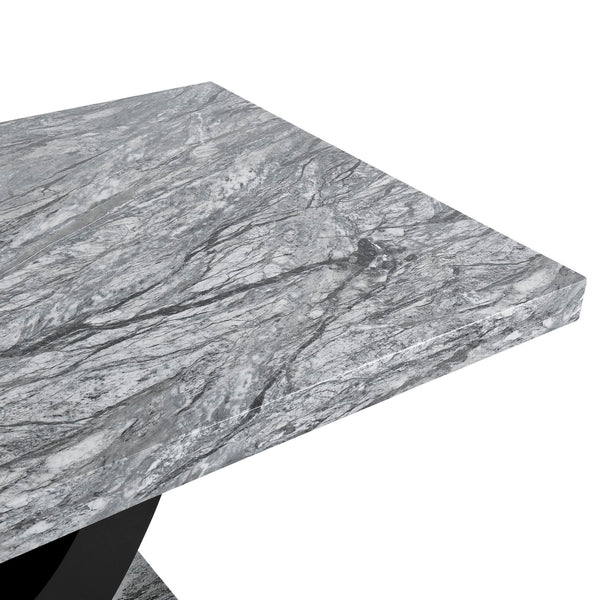 Lyra - Dining Table Top And Base Bottom - Faux Gray Marble