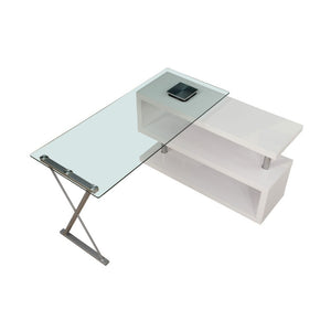 Buck - Desk - White High Gloss & Clear Glass