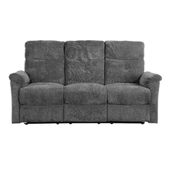 With its plush chenille upholstery and motion reclining, Treyton will have you relaxing in no time. This motion sofa set has soft pillow top armrests and tight back and seat cushions so you can really sink your whole body into comfort. The practical gray 