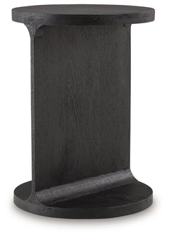 With its striking and adaptable design, this accent table adds instant style to your home. Crafted of solid mango with a sandblasted black finish, its iconic -"I-" silhouette emphasizes your impeccably good taste. The search for simple, chic design ends h