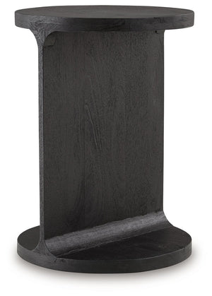 With its striking and adaptable design, this accent table adds instant style to your home. Crafted of solid mango with a sandblasted black finish, its iconic -"I-" silhouette emphasizes your impeccably good taste. The search for simple, chic design ends h