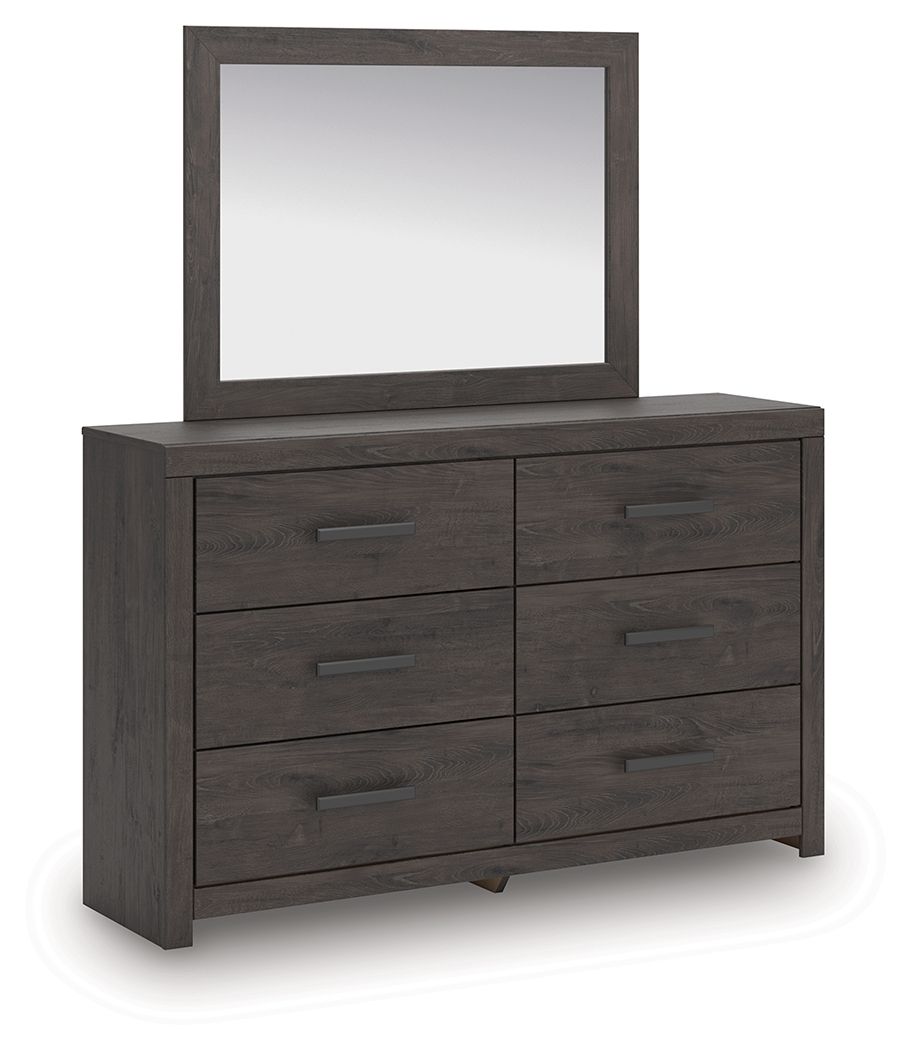 Designed with everyday style in mind, this dresser with mirror is a simply chic approach to modern living. A dark charcoal finish blends black and brown undertones, creating a versatile look that effortlessly pairs with your existing pieces. And for must-