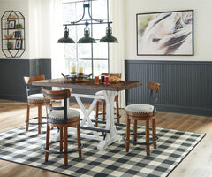 Rustic cottage styling. D546-01 white. D546-124/130 black metal, rustic brown finish, beige fabric cushioned seat. D546-224/230 black metal, rustic brown swivel seat. D546-324/330 black metal and distressed vintage white finish, beige swivel seat. D546-42
