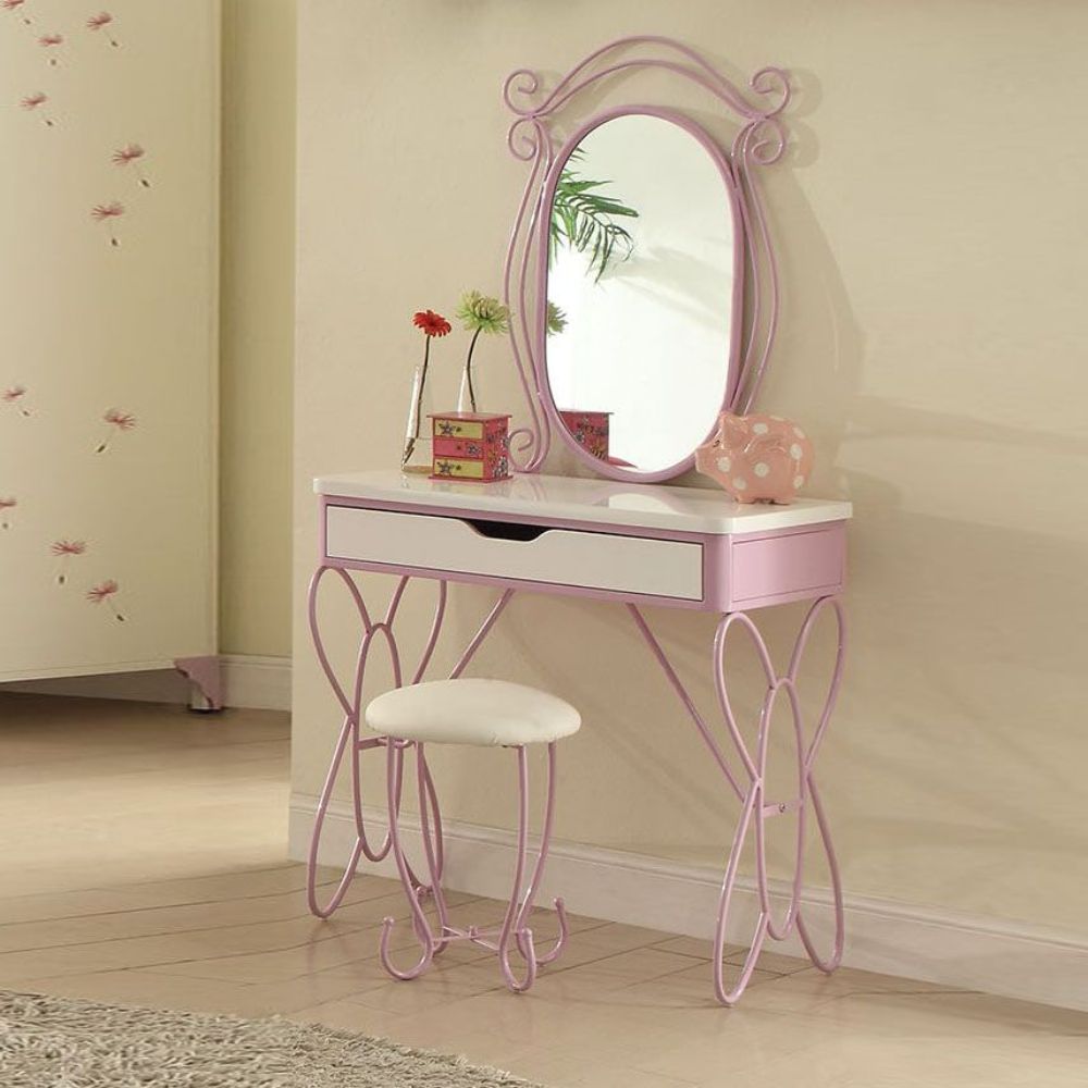 The Priya Canopy bed will create a wonderland in your princess-'s room. Features: metal butterfly design in a warm purple and white finish. A crown on top of the frame adds the charm and beauty into this enchanting bed.<br/><br/><b>Product Features</b><ul