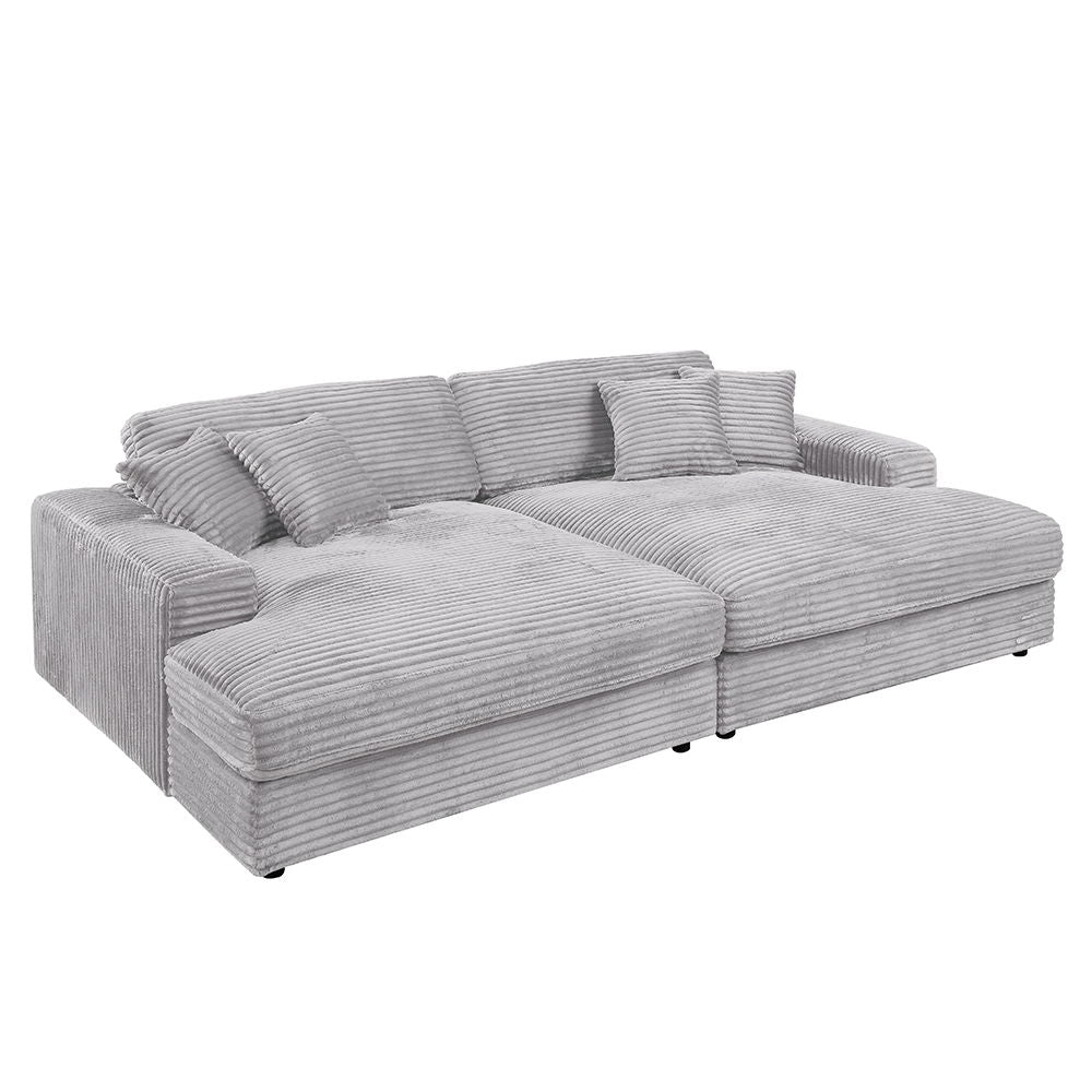 Hilde - Sectional Sofa With 4 Pillows - Gray<br/><br/><b>Product Features</b><ul><li>Sectional Sofa</li><li><br> KD Leg</li><li><br> Tight Seat & Loose Back Cushion</li><li><br> Seat Construction: Pocket Coil</li><li><br> Wooden Inner Frame</li><li><br> R