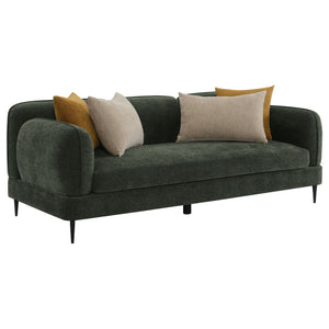 Elevate your living space with the perfect blend of style, comfort, and functionality with this modern sofa. Its sculpted round shapes and bench waterfall seat cushion create a harmonious and inviting look, enhancing any room-'s aesthetic. The textured ch